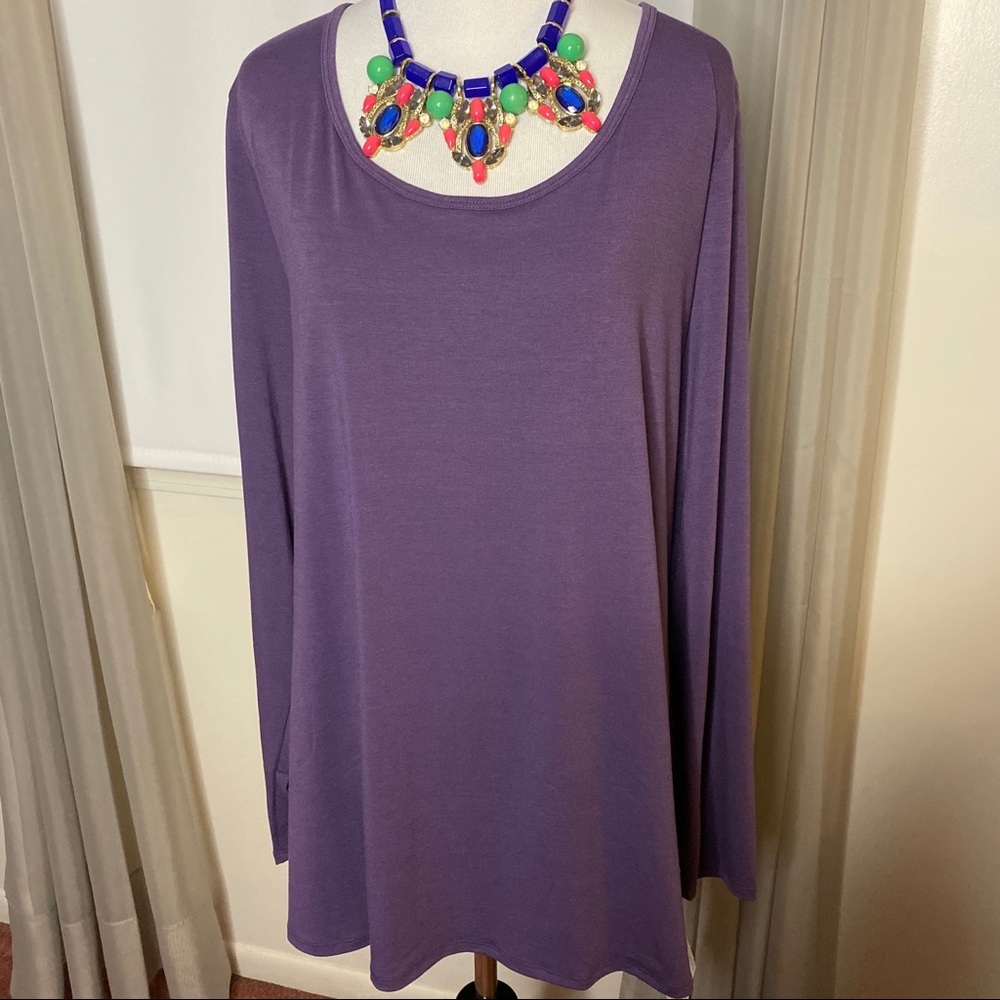 LuLaRoe Lynnae Solid Purple Long Sleeved Top 3XL